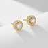 Round full diamond zircon sterling silver earrings for women