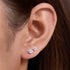 S925 sterling silver three claw round zircon earrings