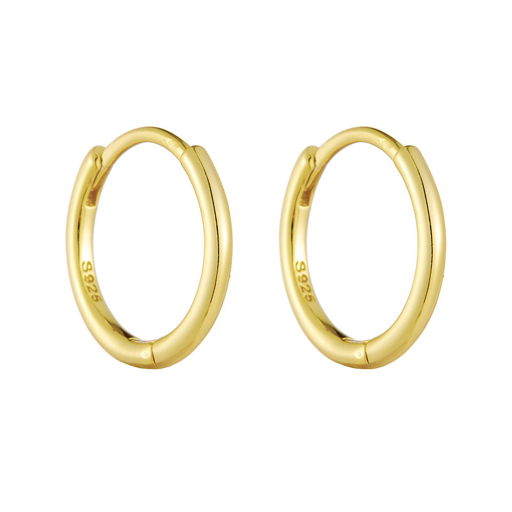 925 pure silver ear buckle earrings with genuine gold electroplated smooth ear loops