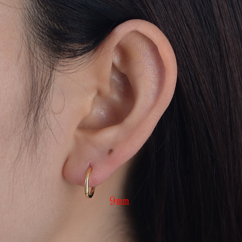 925 pure silver ear buckle earrings with genuine gold electroplated smooth ear loops