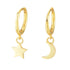 S925 Silver Star Moon Earrings Female Asymmetric Earrings