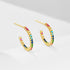 S925 pure silver micro inlaid colored zircon C-shaped earrings