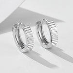 S925 sterling silver earrings ins smooth striped ear buckle