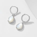 S925 pure silver water droplet shaped natural white shell earrings and earrings