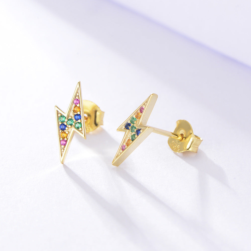 S925 pure silver micro inlaid colored zircon earrings