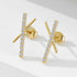 S925 pure silver geometric cross letter X zircon earrings