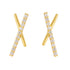 S925 pure silver geometric cross letter X zircon earrings