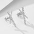 S925 pure silver geometric cross letter X zircon earrings