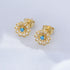 S925 pure silver zircon sun flower earrings with diamond studded daisy earrings