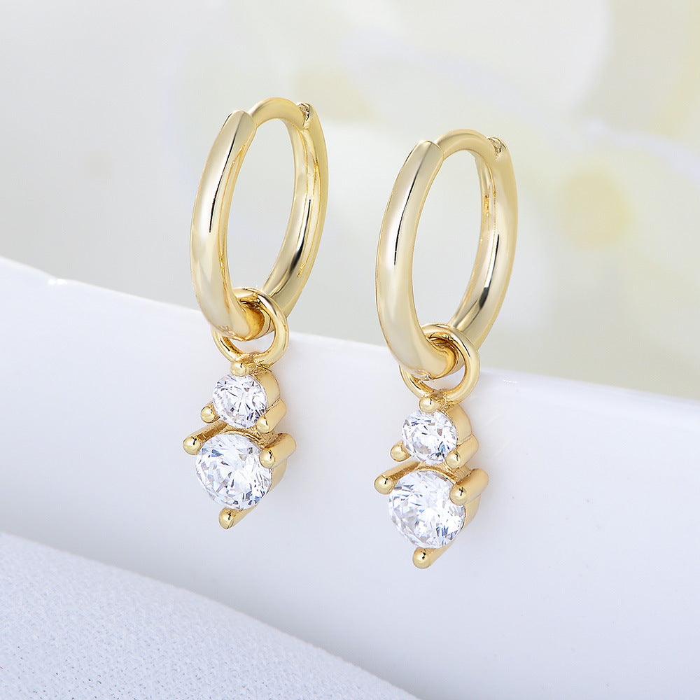 S925 sterling silver earrings with small and personalized zircon earrings