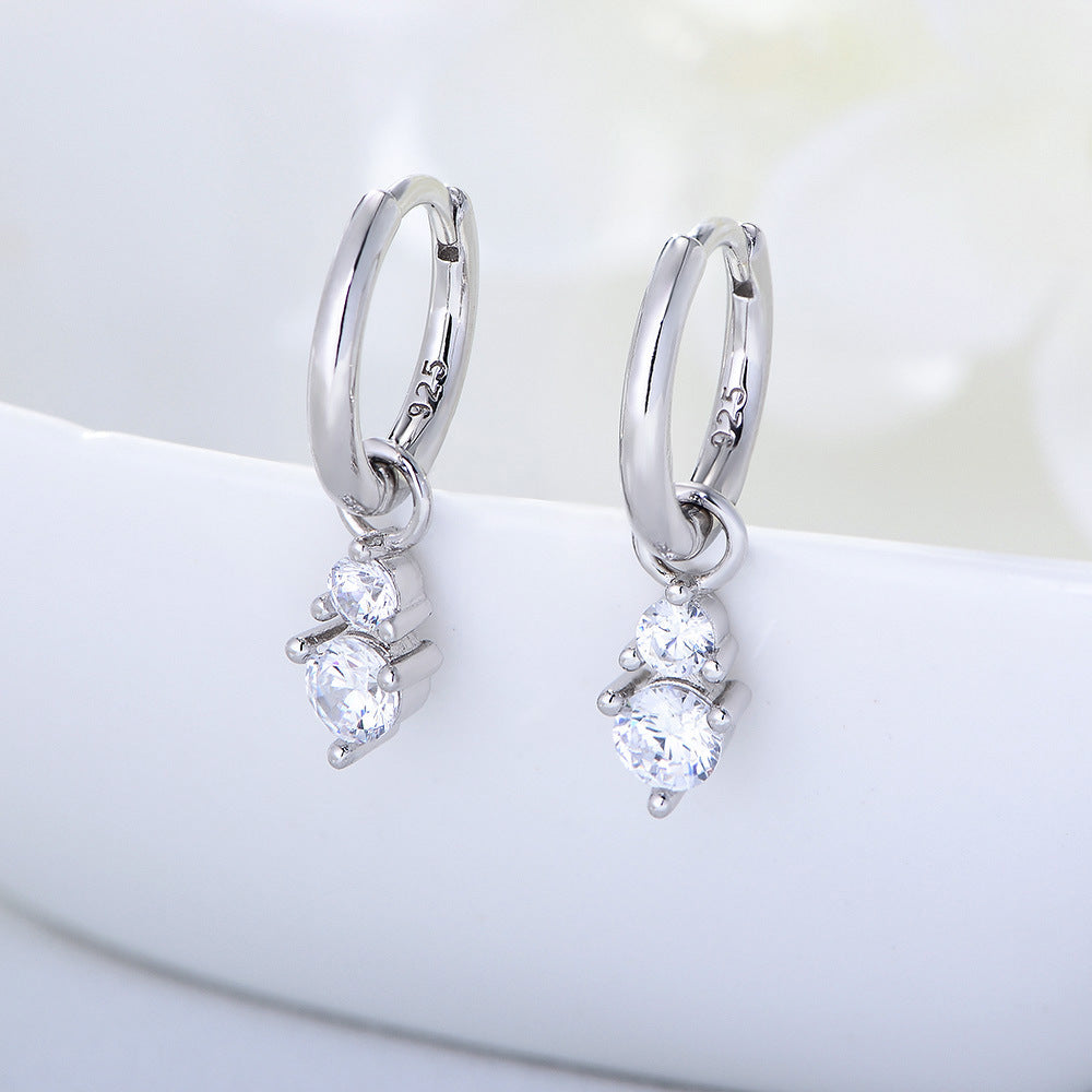 S925 sterling silver earrings with small and personalized zircon earrings