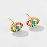 925 sterling silver Devil's Eye earrings with light luxury and slightly inlaid zircon eye studs