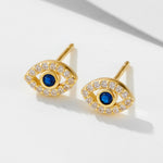 925 sterling silver Devil's Eye earrings with light luxury and slightly inlaid zircon eye studs