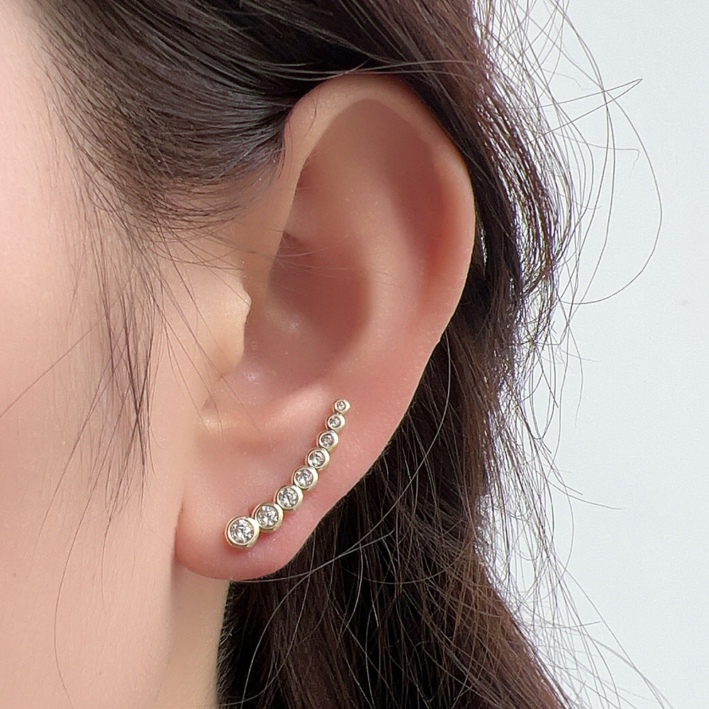 S925 pure silver simple and luxurious zircon ear hook earrings