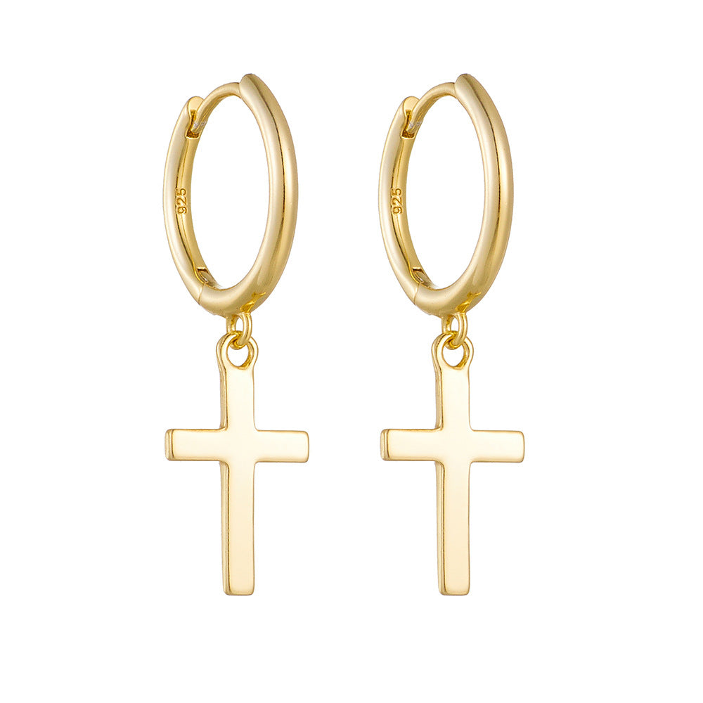 S925 sterling silver cross earrings and earrings