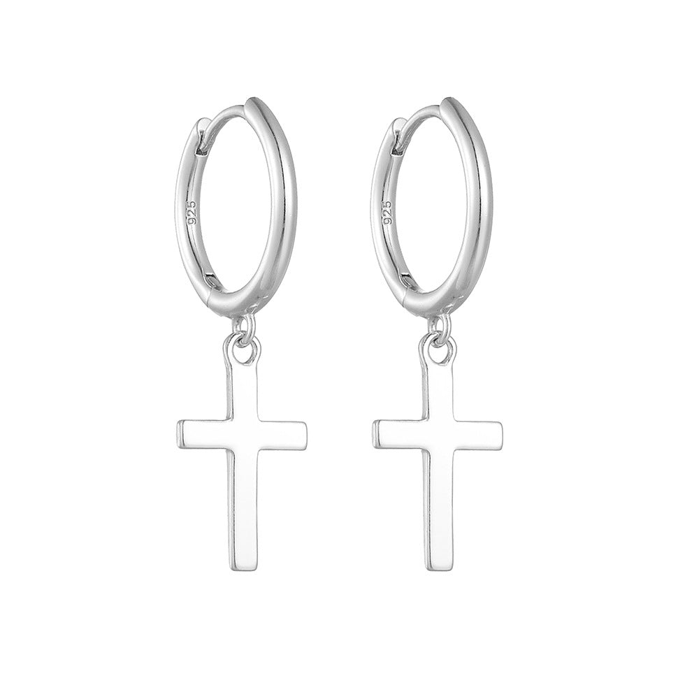 S925 sterling silver cross earrings and earrings