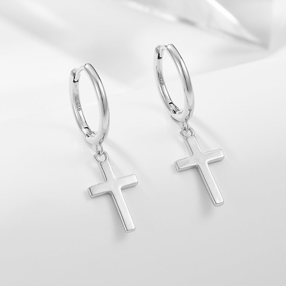 S925 sterling silver cross earrings and earrings