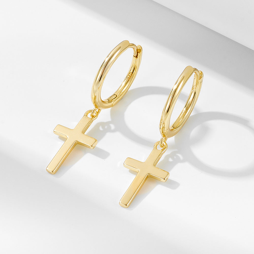 S925 sterling silver cross earrings and earrings