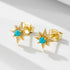 S925 pure silver star green pine zircon earrings for women octagonal star silver earrings