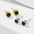 S925 pure silver classic geometric circular black zircon earrings