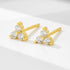 S925 pure silver flower micro inlaid zircon geometric earrings and earrings