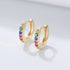 S925 pure silver round micro inlaid colored zircon ear buckle