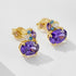 S925 pure silver colored gemstone earrings geometric oval purple zircon earrings