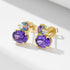 S925 pure silver colored gemstone earrings geometric oval purple zircon earrings