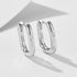 Geometric smooth oval U-shaped pure silver earrings