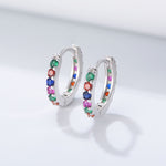 S925 sterling silver colored zircon earrings with ear loops for women