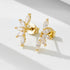 S925 silver geometric zircon earrings petal fan-shaped earrings for women