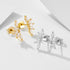 S925 silver geometric zircon earrings petal fan-shaped earrings for women