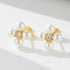 S925 pure silver small fresh diamond inlaid pearl zircon four leaf combination earrings