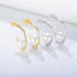 Geometric C-shaped shell bead silver ear nail women's 925 sterling silver pearl earrings