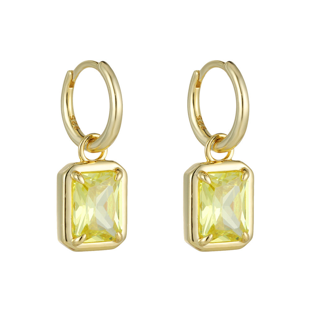 Light Luxury Zircon Inlaid Square Pendant Earrings