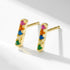 S925 pure silver one-piece micro inlaid colorful zircon versatile square earrings