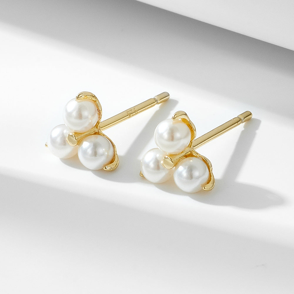 S925 sterling silver pearl earrings