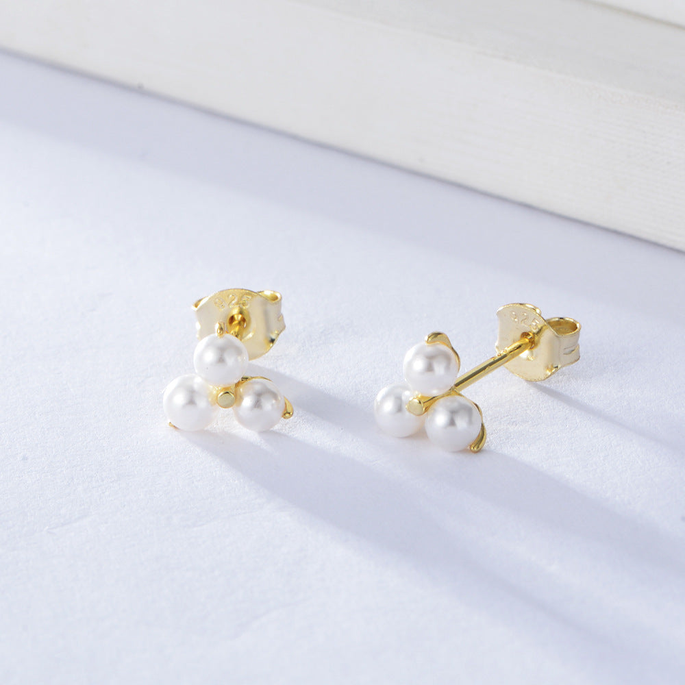 S925 sterling silver pearl earrings