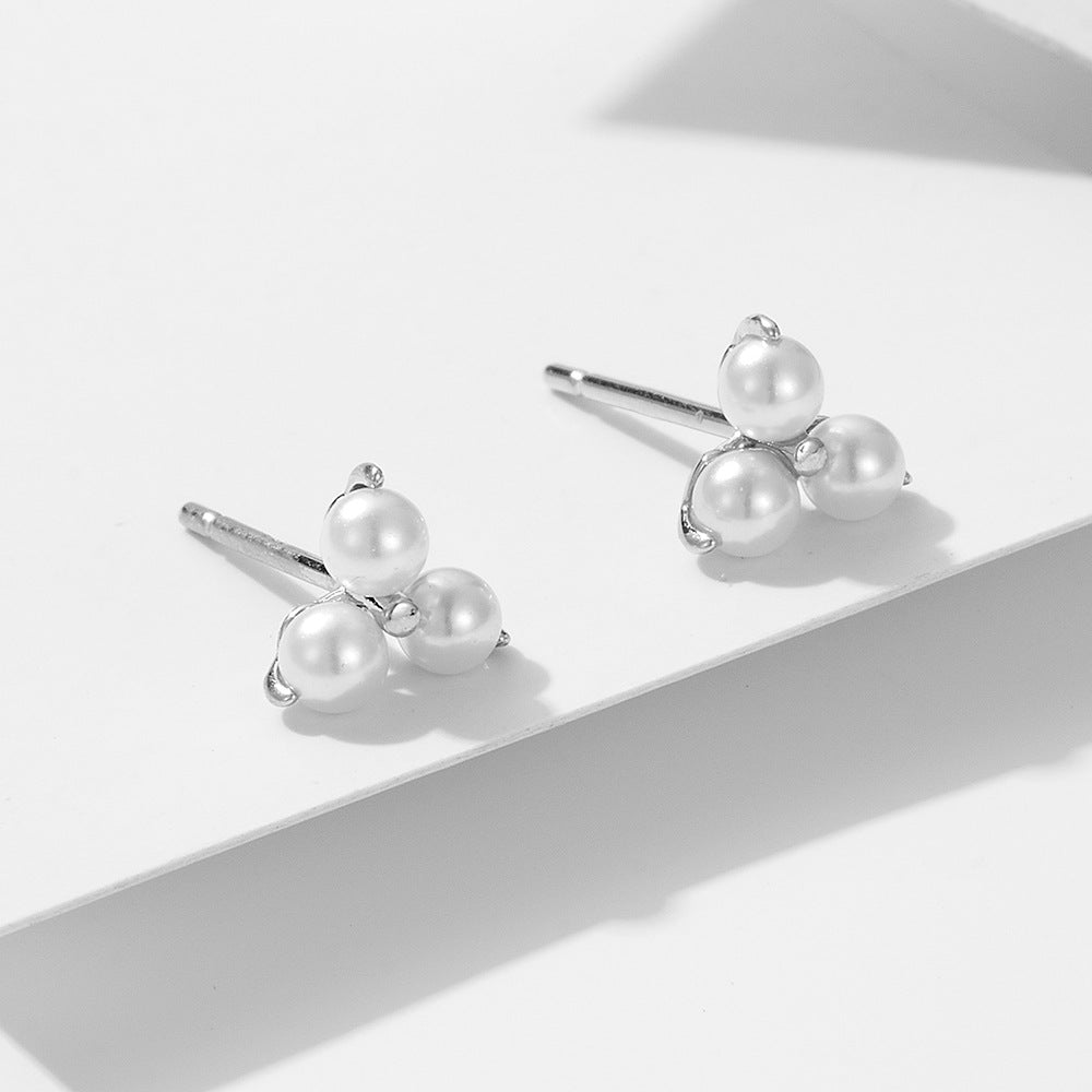 S925 sterling silver pearl earrings