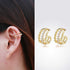 S925 pure silver geometric hollow diamond inlaid ear clip without ear hole earrings