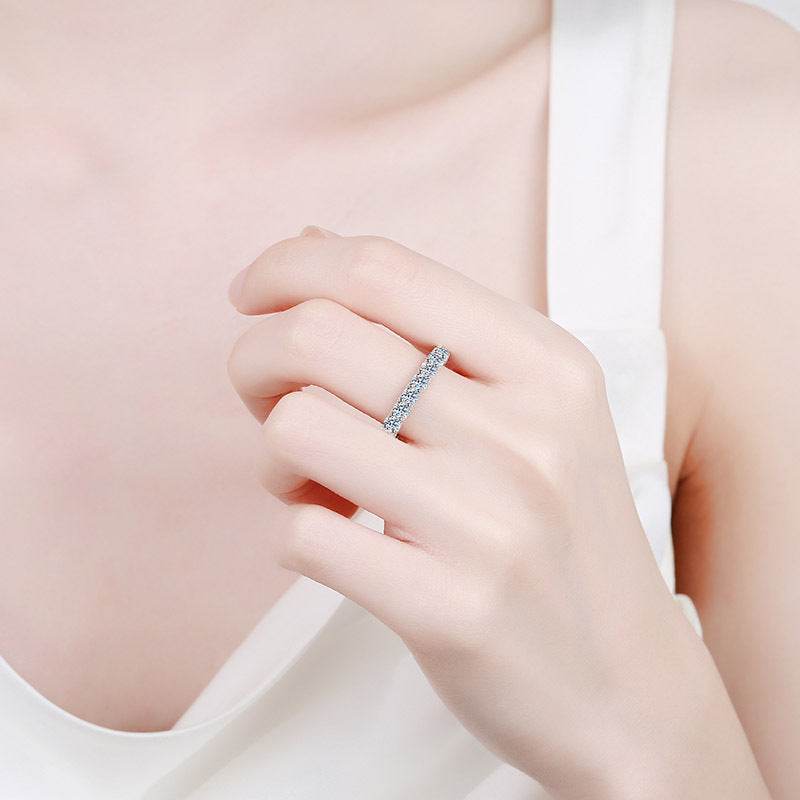925 sterling silver ring with moissanite inlay for women pt950 gold wedding Cuban ring - MOWTE
