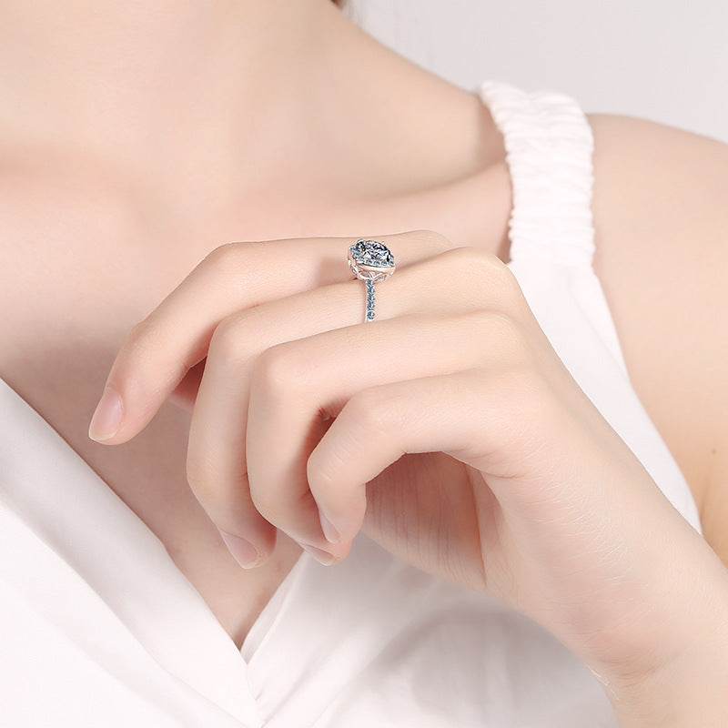 925 sterling silver plated pt950 gold women's 1 carat 2 carat square moissanite ring with four claws - MOWTE