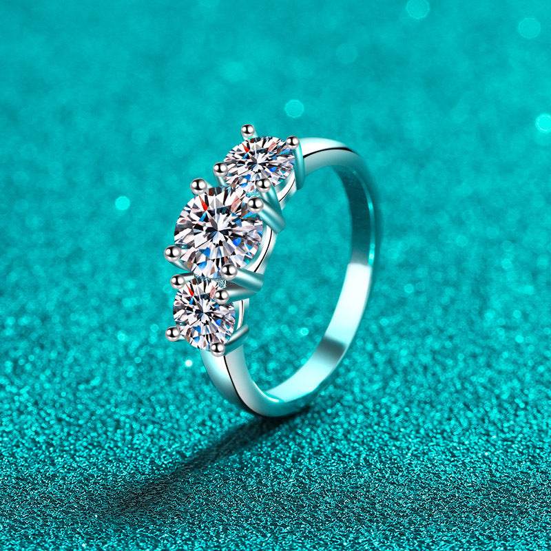 925 sterling silver ring women's moissanite plated pt950 gold wedding ring