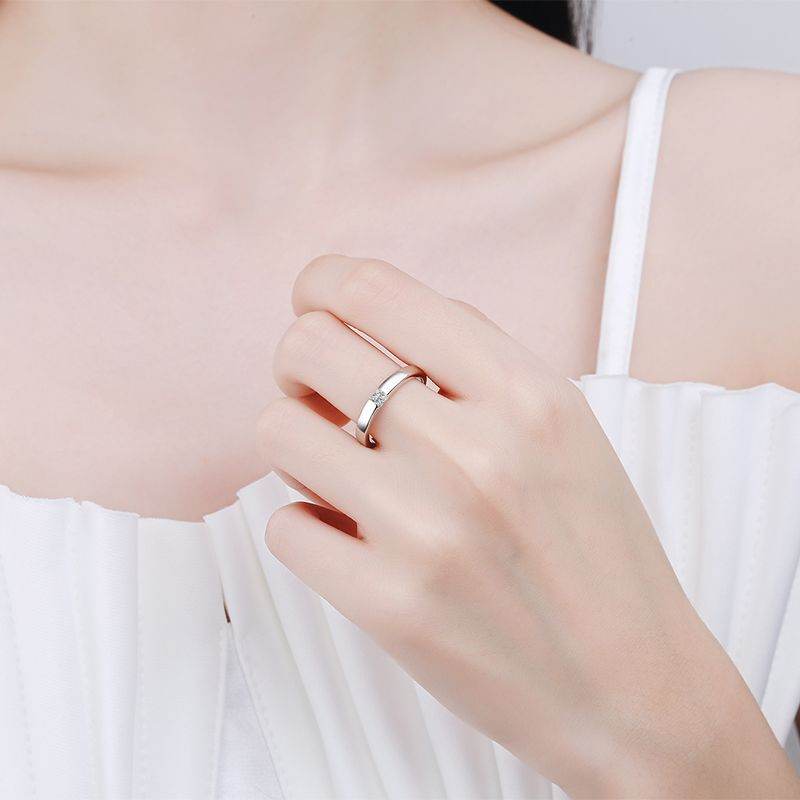 925 sterling silver ring princess square simple row ring 30 cent moissanite ring unisex ring - MOWTE