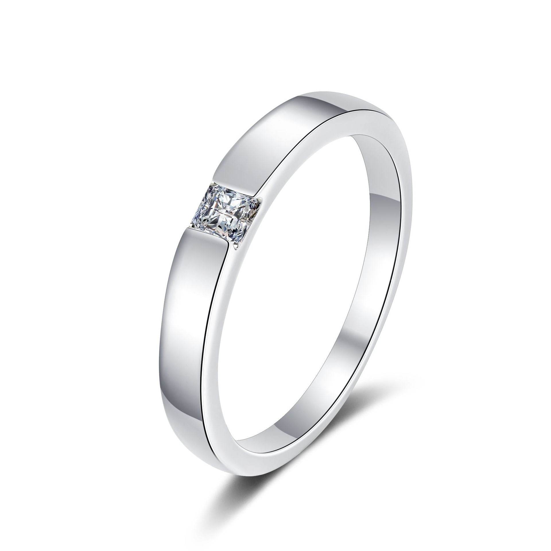 925 sterling silver ring princess square simple row ring 30 cent moissanite ring unisex ring - MOWTE