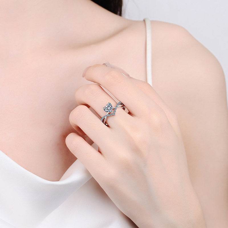 Pure silver plated with PT950 gold a beloved 1-carat moissanite ring
