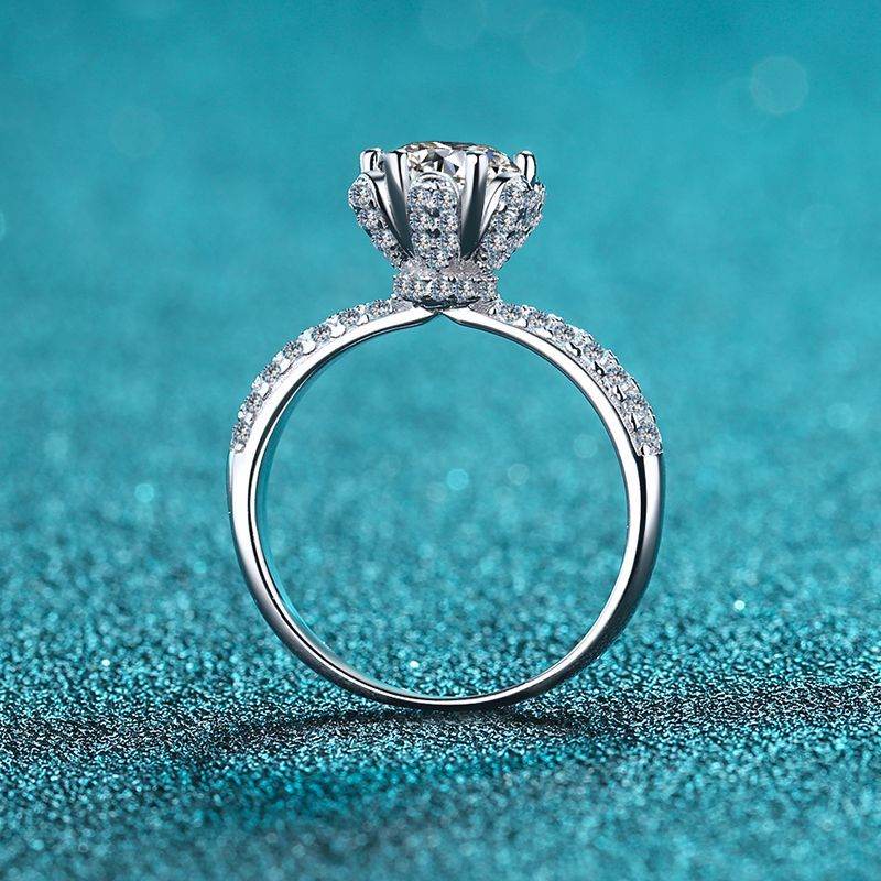 925 sterling silver female ice queen 1ct 2ct 3ct 5ct moissanite ring petal six claw wedding ring engagement ring