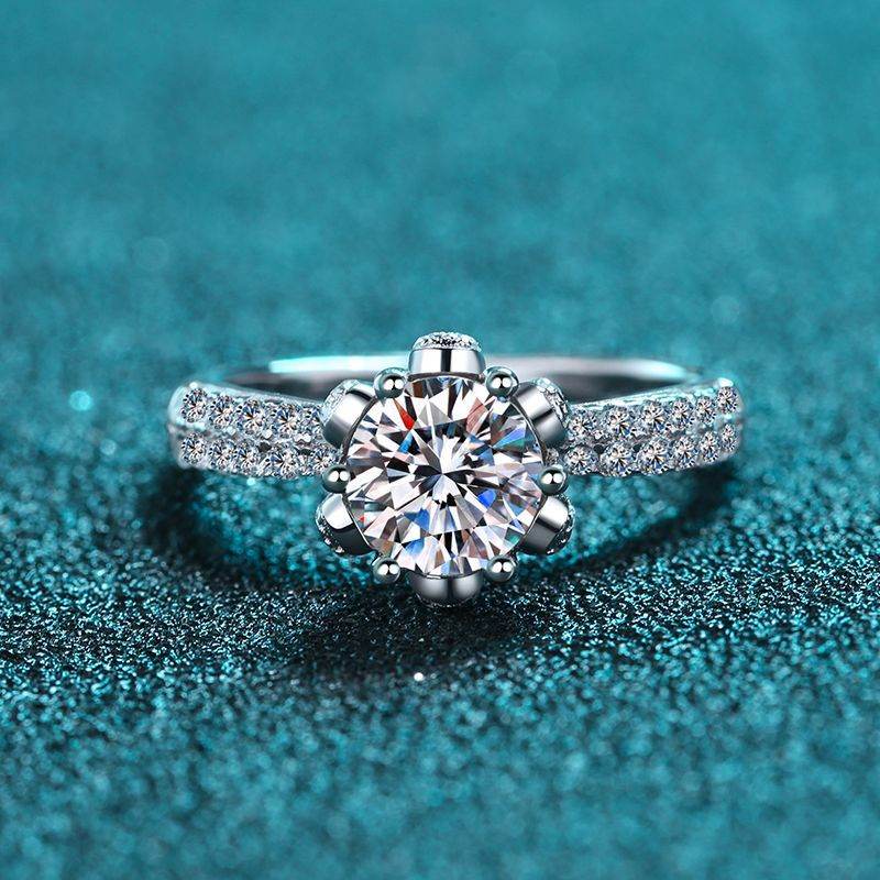 925 sterling silver female ice queen 1ct 2ct 3ct 5ct moissanite ring petal six claw wedding ring engagement ring