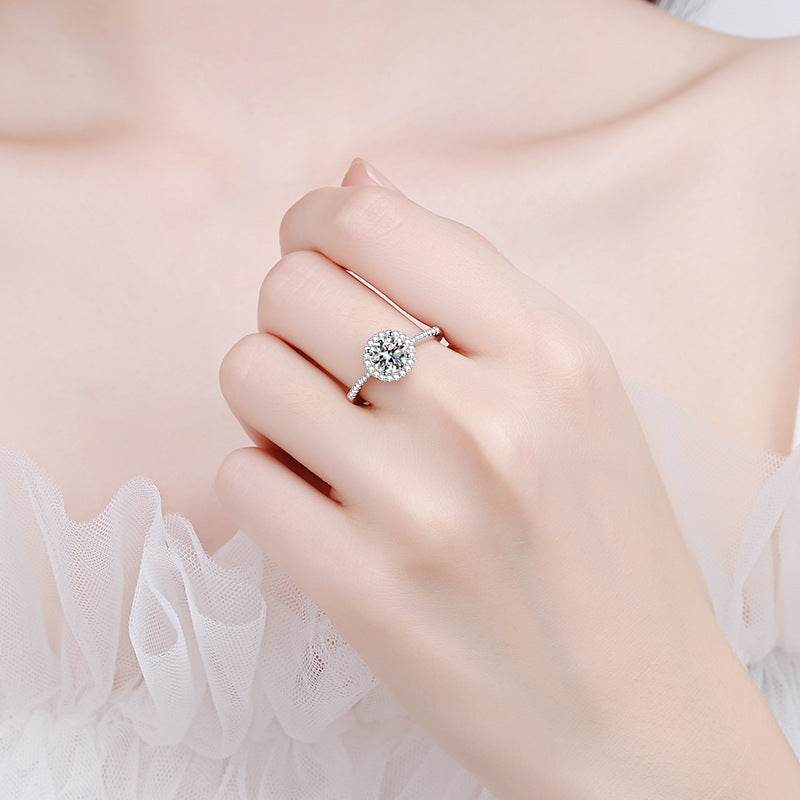 925 silver micro inlaid ring 1ct,2ct moissanite ring - MOWTE