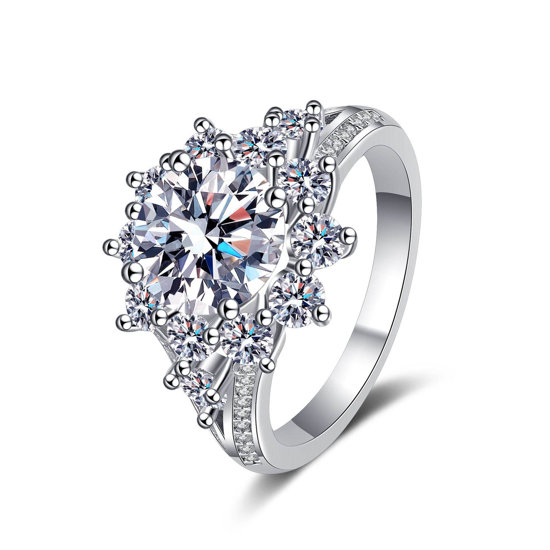 925 sterling silver ring for women 3-carat moissanite light luxury plated with PT950 gold
